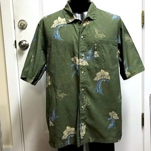 columbia swordfish green button shirt XL